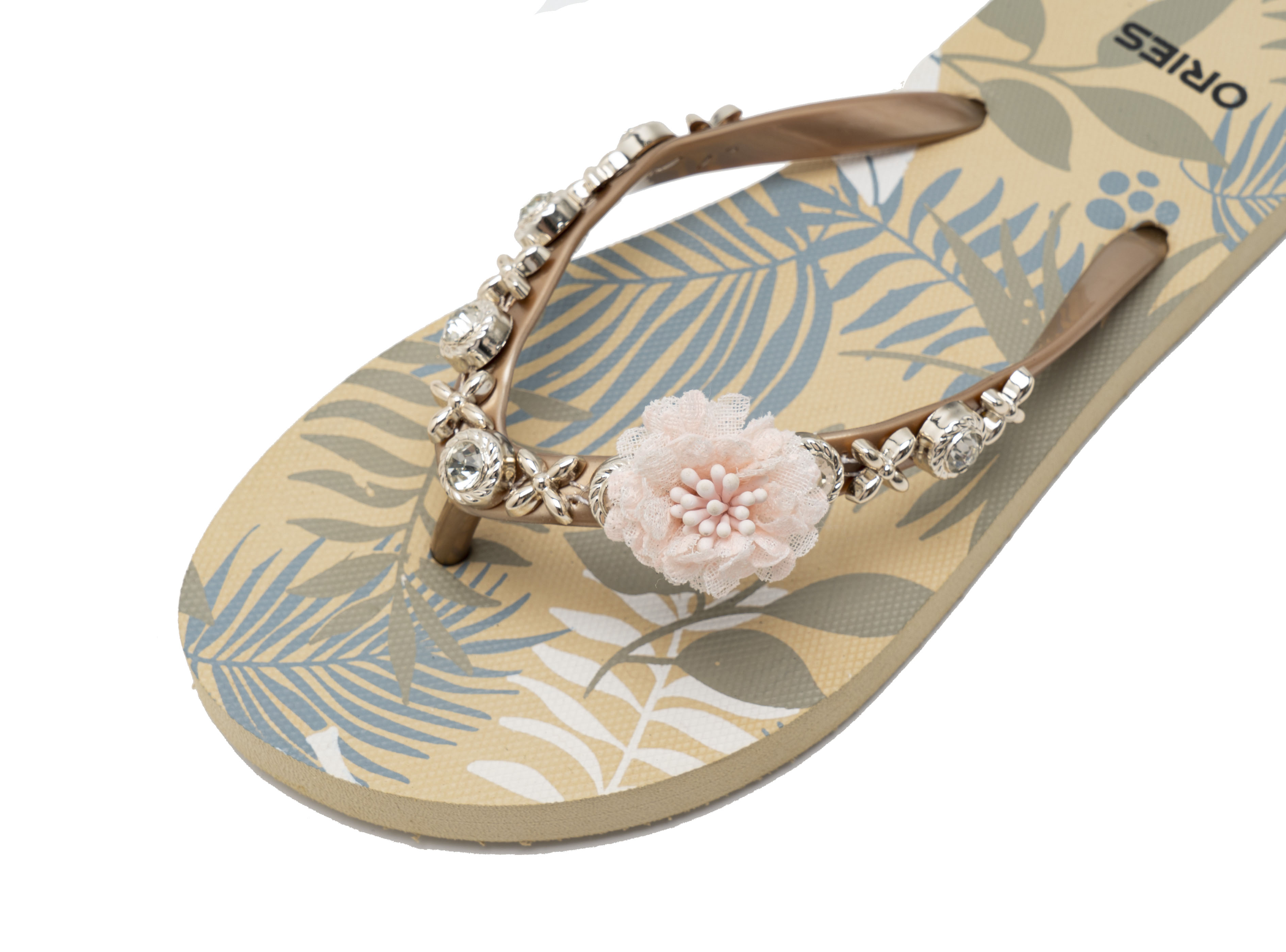New Summer Platform Slippers With Diamonds Flowers Women'S Slippers Flip Flops Beach Slippers Supporting Customization