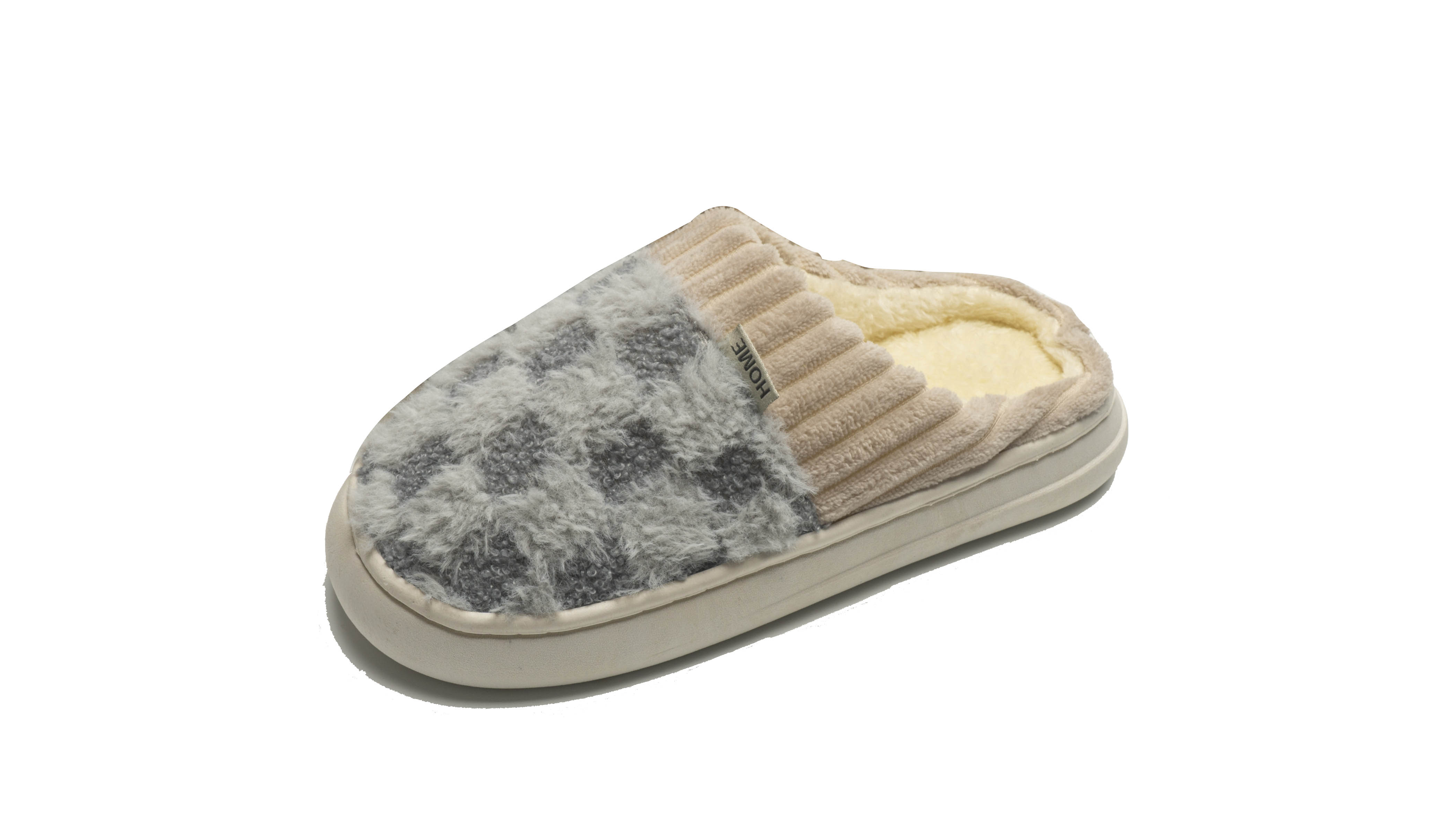 Winter Cotton slippers customize home slippers fashion fur women indoor OEM ODM grid pattern plush slippers
