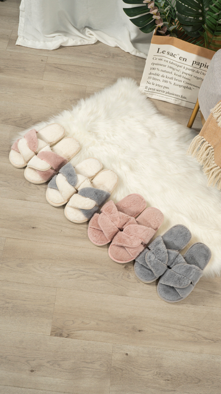 2024 Plush Warm Light weight Soft Comfortable rabbit fur Shoes Women's Cotton Slippers Manufacturer Indoor Plush Slippers